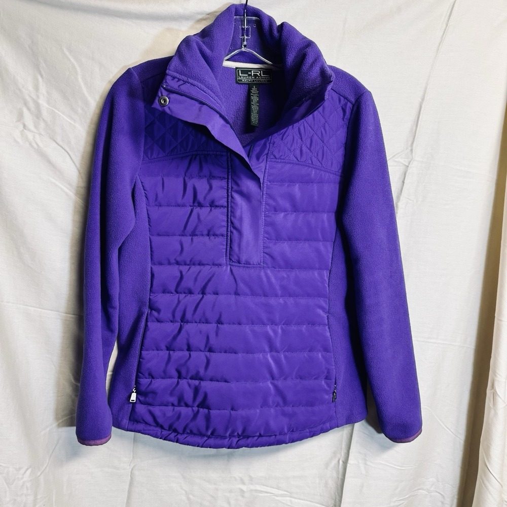Lauren Ralph Lauren Active Fleece Contrast Jacket Half Zip Purple Women's Small